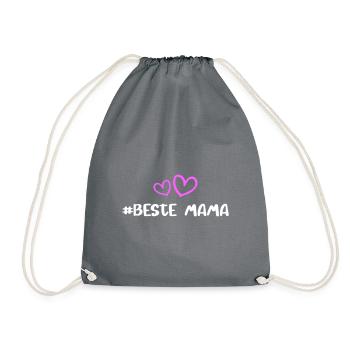Best Mom Heart Love - Drawstring Bag - grey - Front