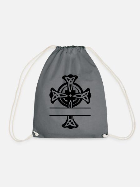 Keltisches Kreuz Logo oder Monogramm - Turnbeutel - Grau