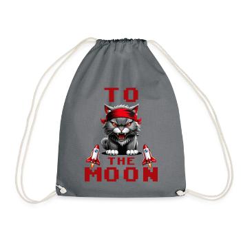 Kitty to the moon stock - Drawstring Bag - grey - Front
