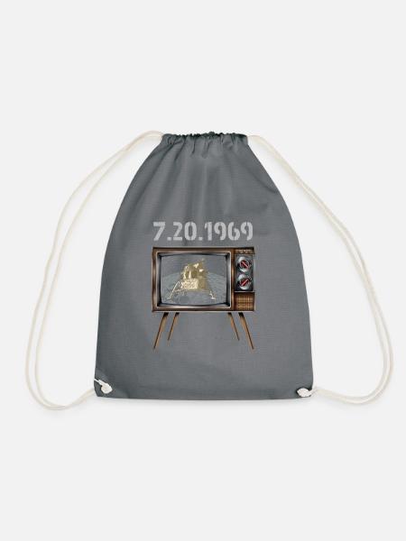 Mondlandung Apollo 11 Alter Fernseher 1969 - Turnbeutel - Grau