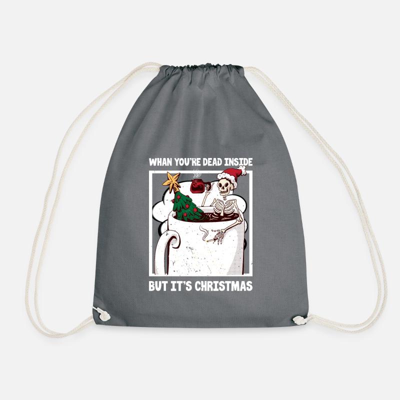 Christmas Skeleton - Drawstring Bag - grey