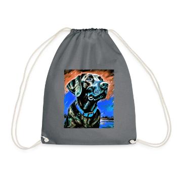 Labrador Dog Portrait - Drawstring Bag - grey - Front