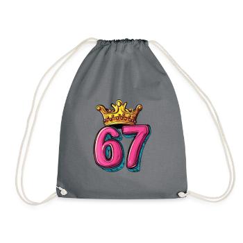 67 Zahl Krone - Turnbeutel - Grau - Vorne
