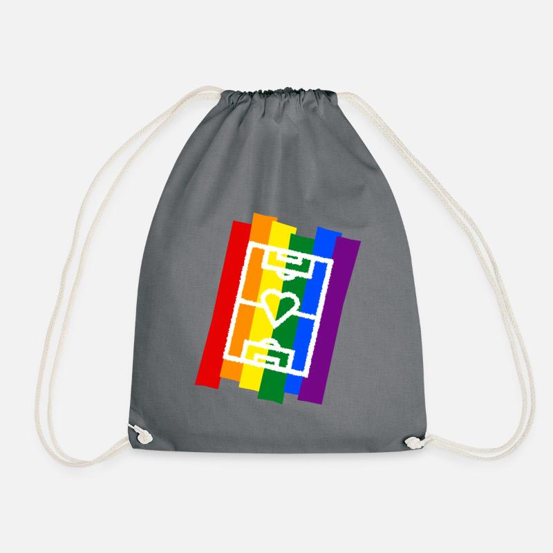 Fußballfeld mit Herz Regenbogen - Turnbeutel - Grau
