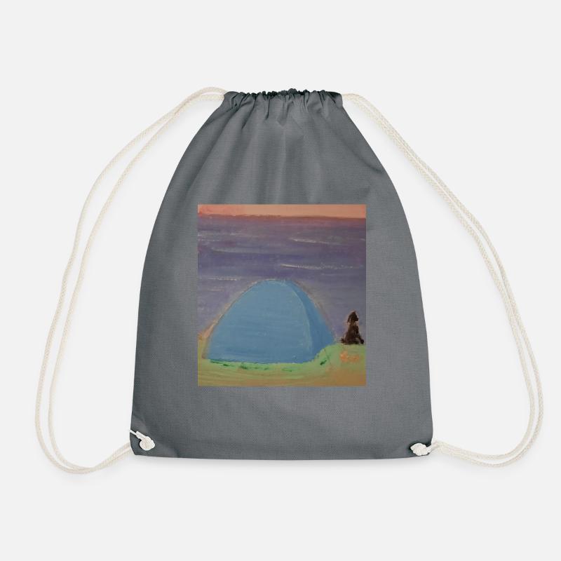 Camping by the sea - Drawstring Bag - grey