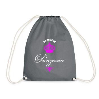 Prosecco Princess white pink - Drawstring Bag - grey - Front