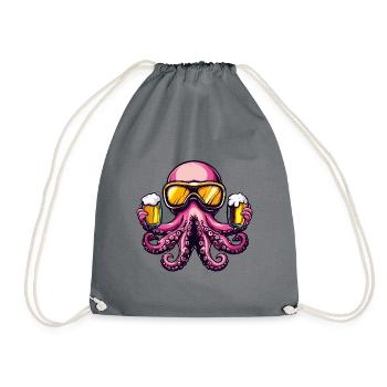Octopus Après Ski Beer Comic - Drawstring Bag - grey - Front