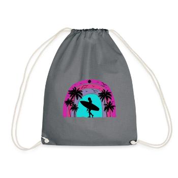 Surf retro sunset - Drawstring Bag - grey - Front