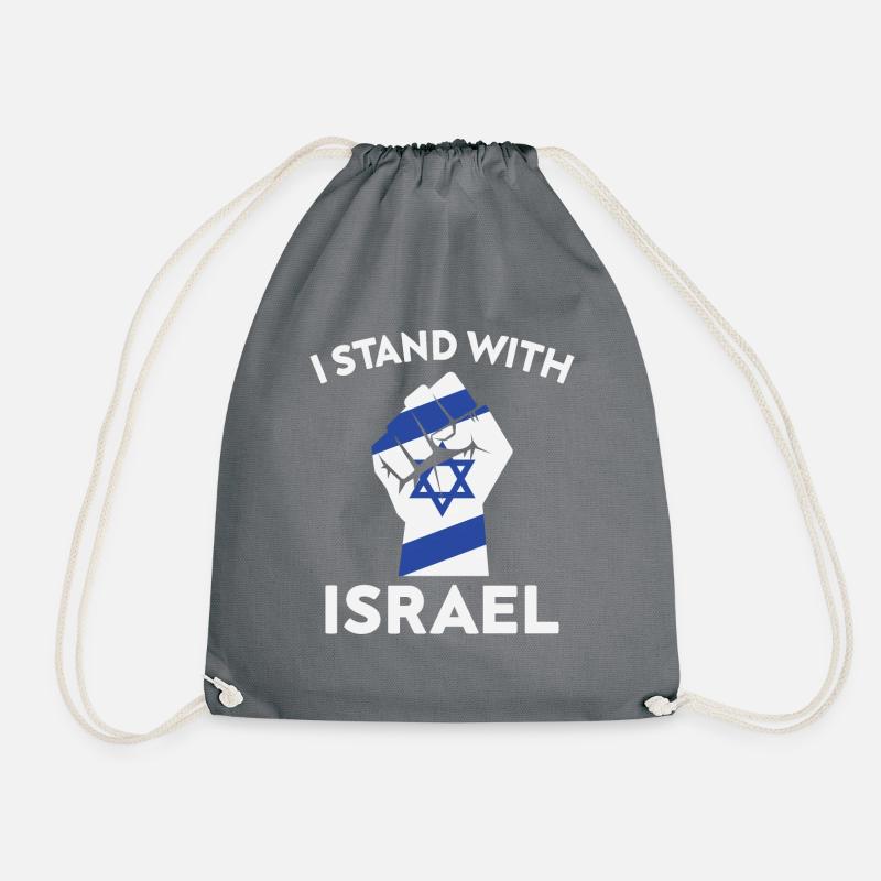 I stand with Israel - Drawstring Bag - grey