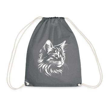 cat, cat motif, cute, gift, gift ideas - Drawstring Bag - grey - Front