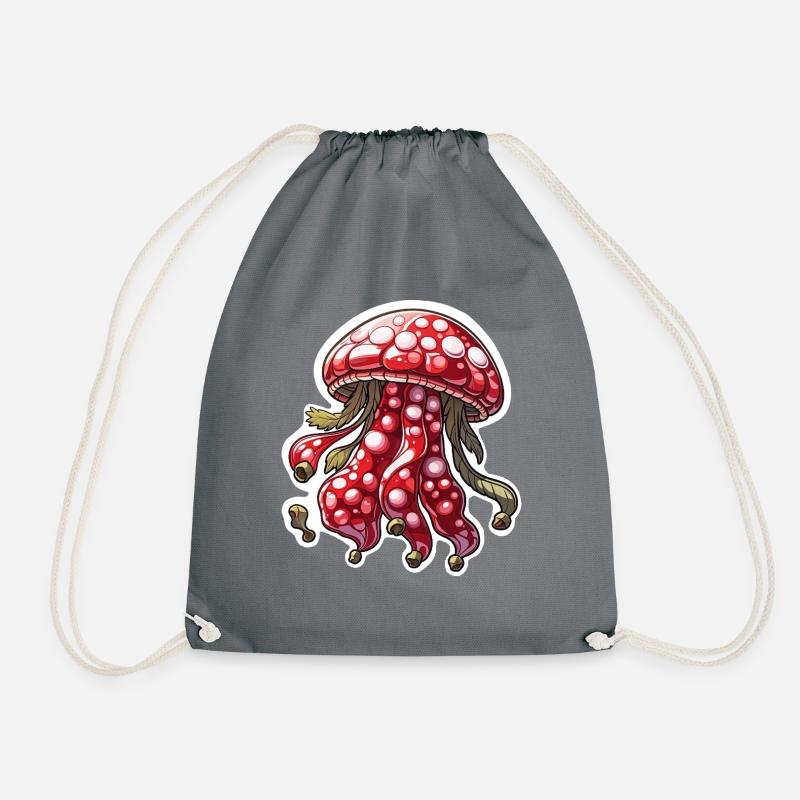 raspberry jellyfish - Drawstring Bag - grey