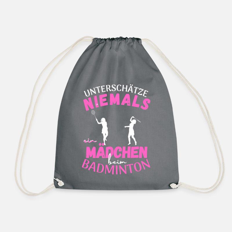 LUSTIGES MÄDCHEN BADMINTON SPRUCH DESIGN - Turnbeutel - Grau