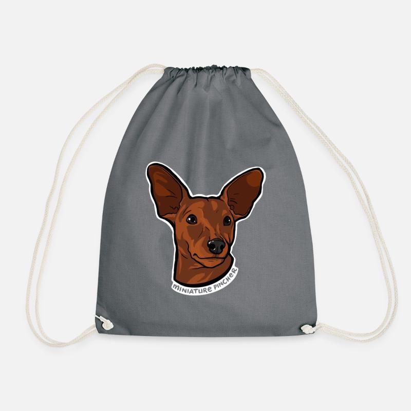 Tiny Giant - Miniature Pincher - Drawstring Bag - grey