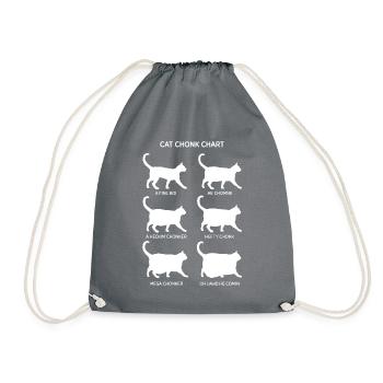 cat chonk chart | funny gift idea fat cat - Drawstring Bag - grey - Front
