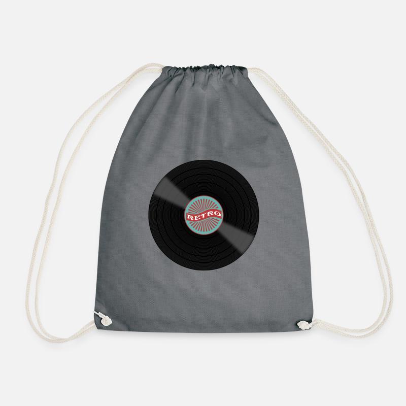 Retro Record Gift Idea Musician DJ Vinyl - Drawstring Bag - grey