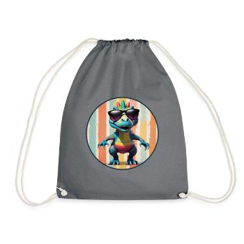 Bébé dinosaure T-Rex portant des lunettes de soleil noires - Sac de sport léger - gris - Devant