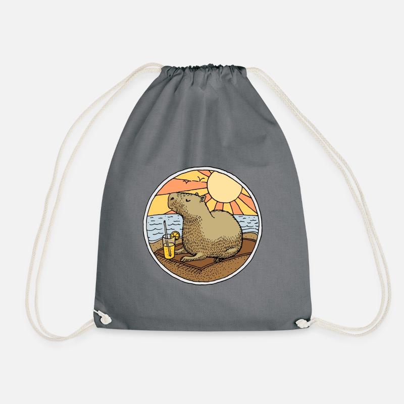 Capybara am Strand - Turnbeutel - Grau