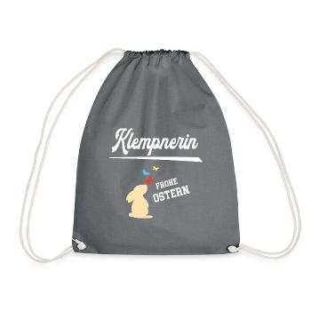 Klempnerin Frohe Ostern Ostergeschenk Klempnerei - Turnbeutel - Grau - Vorne