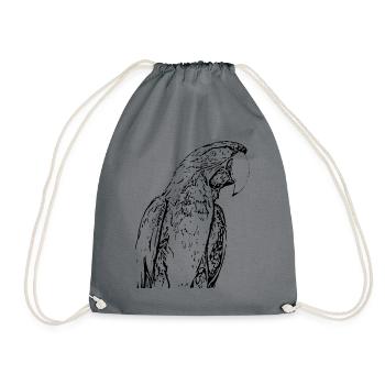 Parrot Bird Black - Drawstring Bag - grey - Front