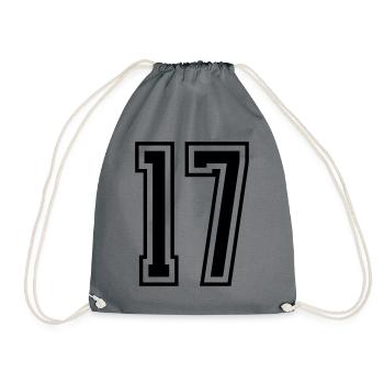 17 Number number - Drawstring Bag - grey - Front
