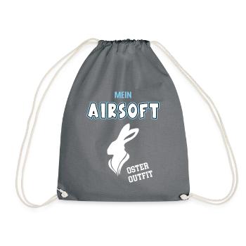 Airsoft Oster Outfit Ostern Airsoftspieler - Turnbeutel - Grau - Vorne
