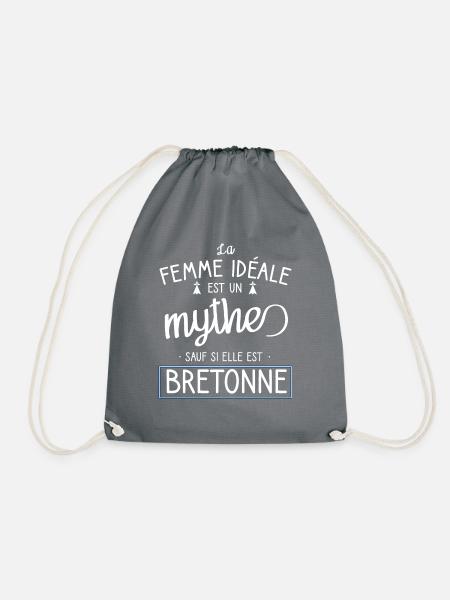 Femme idéale est bretonne. Cadeau femme fête - Sac de sport léger - gris