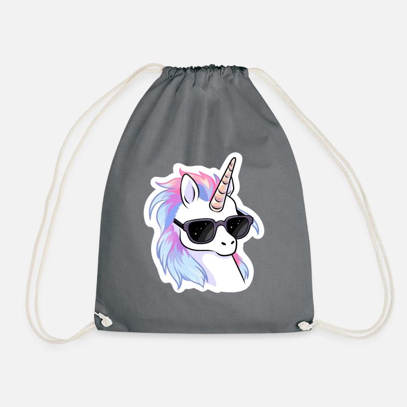 Cooles Einhorn mit Sonnenbrille - Turnbeutel - Grau