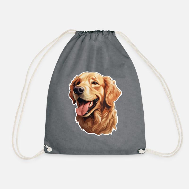 Golden Retriever - Drawstring Bag - grey