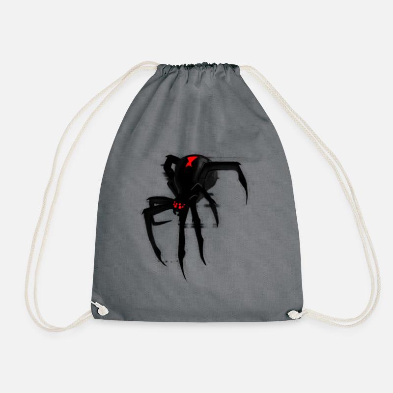 Schwarze Witwe Spinne mit Glitch Effekt - Turnbeutel - Grau