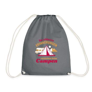 Camping Campen Erinnerungen WoMo Zelt Geschenk - Turnbeutel - Grau - Vorne