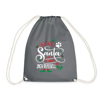 Weihnachten Santa Clause Hund Jack Russell - Turnbeutel - Grau - Vorne