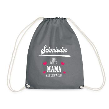 Schmiedin Beste Mama Muttertag Geburtstag Schmiede - Turnbeutel - Grau - Vorne