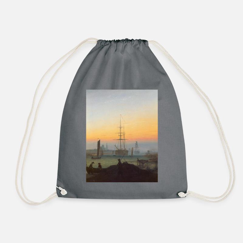Caspar David Friedrich - Hafen von Greifswald - Turnbeutel - Grau