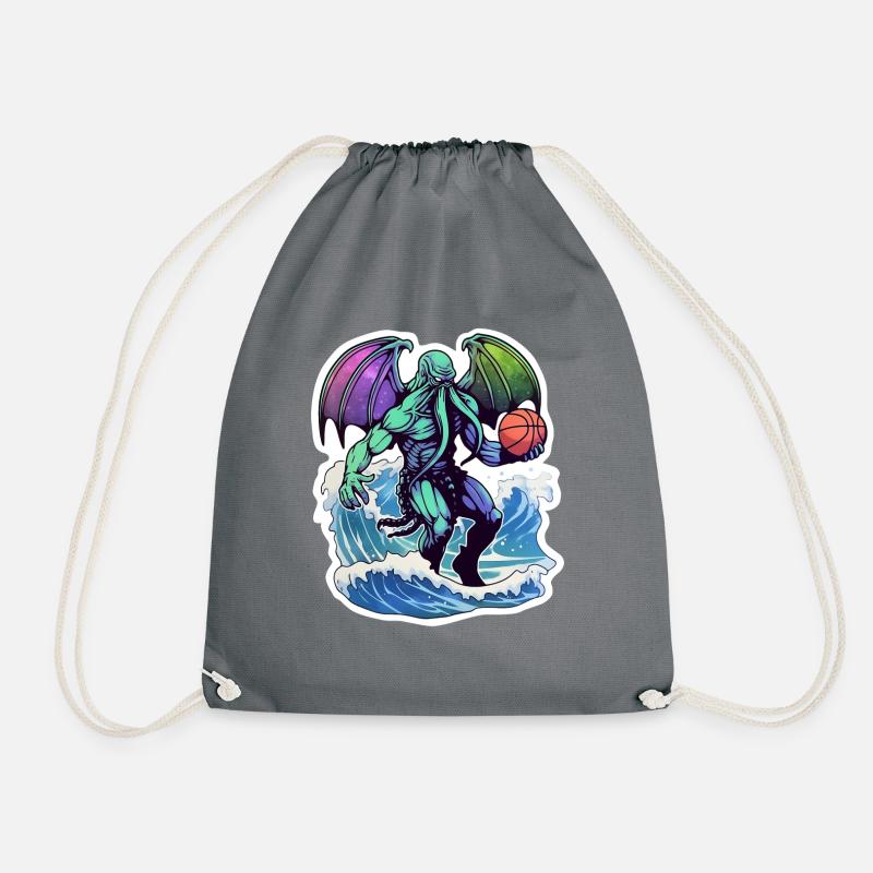 Cthulhu plays basketball - Drawstring Bag - grey