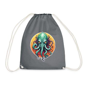 Cthulhu / Demon / Fantasie / Horror / tentakelig - Turnbeutel - Grau - Vorne