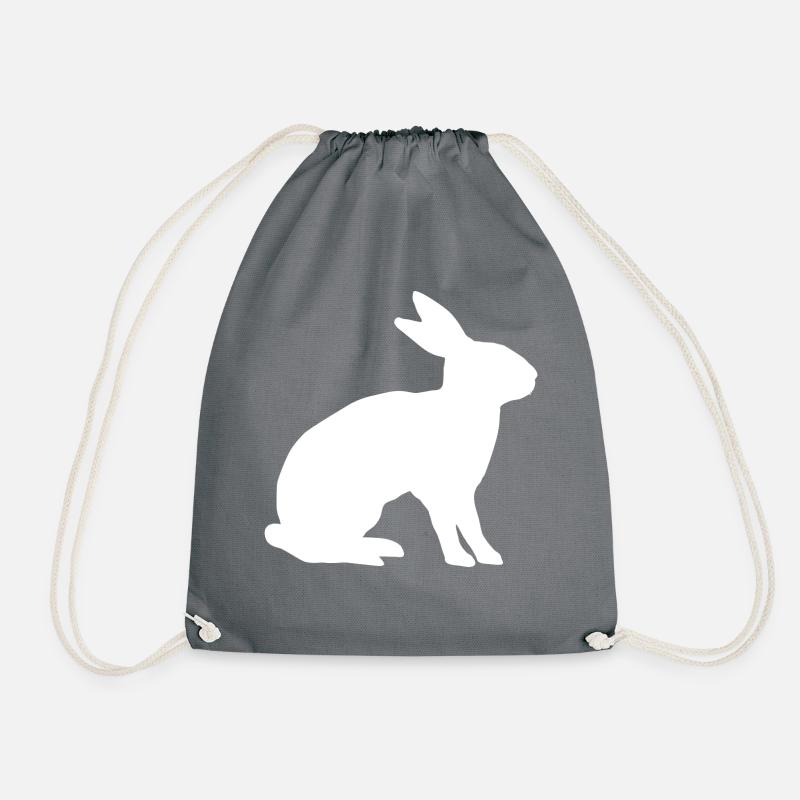 Weißer Hase - Turnbeutel - Grau