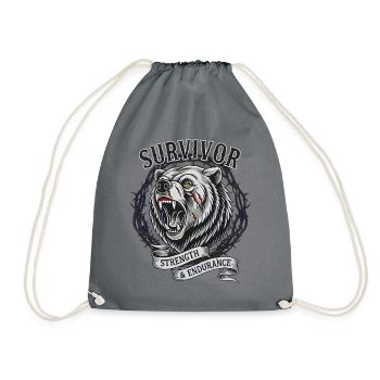 Strength, Nature, Adventure Survivor - Drawstring Bag - grey - Front