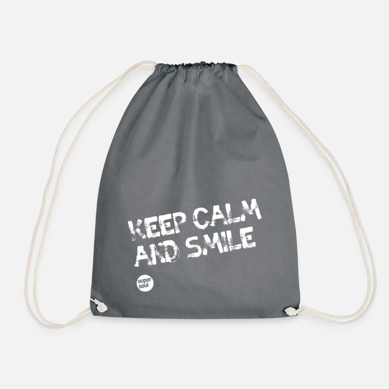 Supersoul Mindstyle Design "KEEP CALM AND SMILE" - Drawstring Bag - grey
