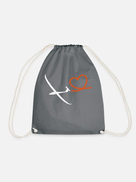 Herz Segelflieger Segelflugzeug Geschenk Idee - Turnbeutel - Grau