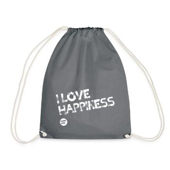 I LOVE HAPPINESS by Supersoul - Drawstring Bag - grey - Front