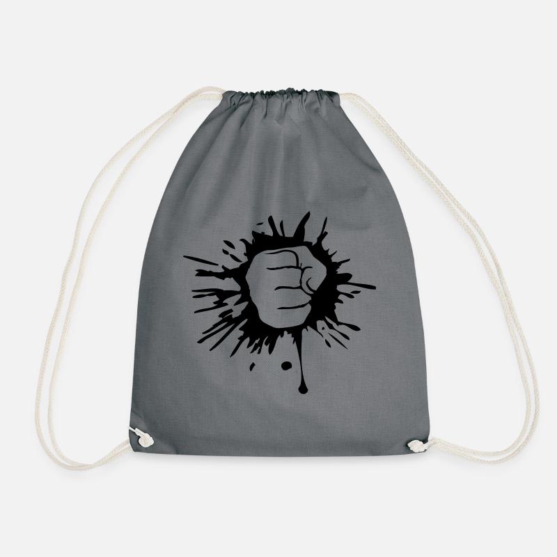 klecks tropfen farbe graffiti faust hand geballt a - Turnbeutel - Grau