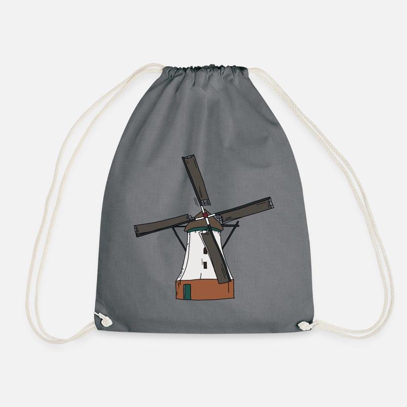 Windmühle weiss - Turnbeutel - Grau