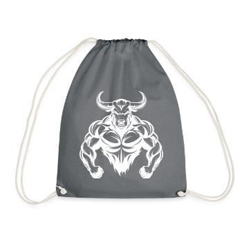 Bulle Stier Taurus Muskeln Workout Gym - Turnbeutel - Grau - Vorne