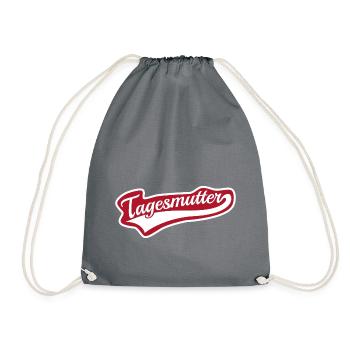 Tagesmutter swoosh Schriftzug Tagesmama - Turnbeutel - Grau - Vorne