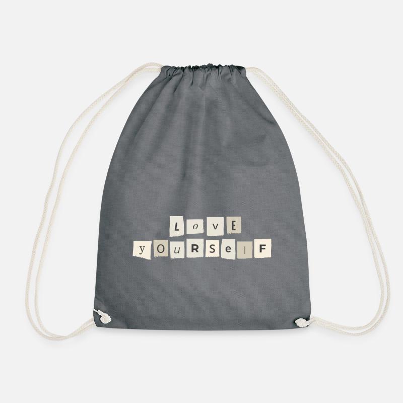 Love yourself - Drawstring Bag - grey