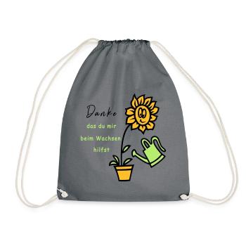 Sonnenblume, Garten, Danke - Turnbeutel - Grau - Vorne