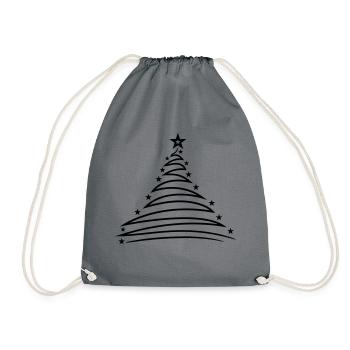 christmas tree fir tree fir star merry chris - Drawstring Bag - grey - Front