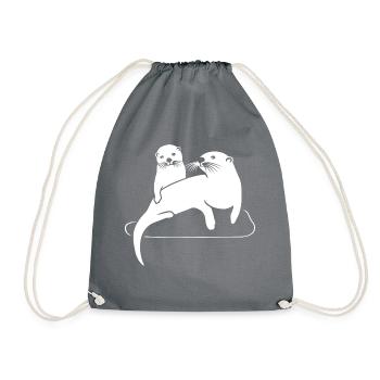 otter fischotter baby biber tier nager beaver - Turnbeutel - Grau - Vorne