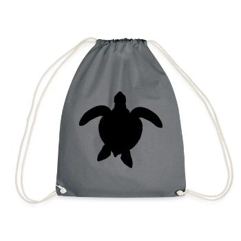 sea turtle silhouette outline shadow wass - Drawstring Bag - grey - Front