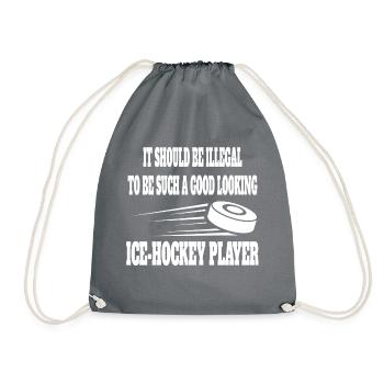 Eishockey Wintersport Geschenk Eishockeyteam - Turnbeutel - Grau - Vorne